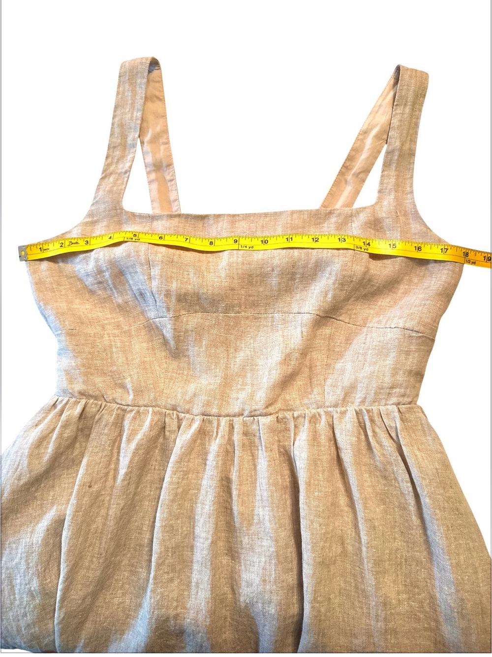 Quince 100% European Linen Fit & Flare Midi Dress Flax Beige Neutral Size Medium - Picture 10 of 16